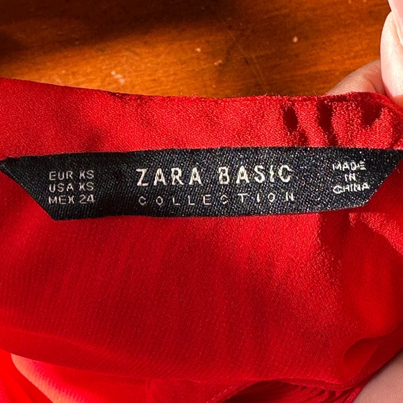 Zara‎ SZ XS red pleated chiffon flare mini dress - Picture 10 of 16